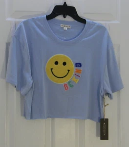 T-shirt Love Dazed blu Be Kind Smiley Face emoji ritagliata nuova con etichetta - Foto 1 di 6