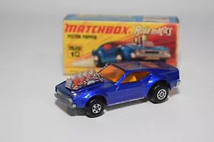 A94 1:64 3 INCH MATCHBOX SUPERFAST 10 FORD MUSTANG PISTON POPPER BLUE MIB - Picture 1 of 18