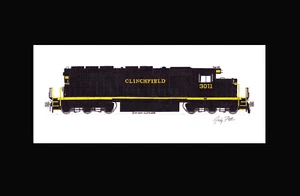 Clinchfield SD40 #3011 11""x17"" estampado enmarañado firmado por Andy Fletcher - Imagen 1 de 1