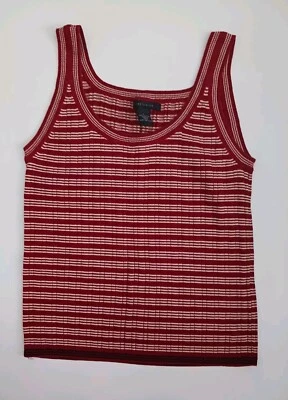 女式 Jr's The Limited 红色弹力风格条纹背心,尺寸 L — 第 1/3 张图片