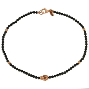 18 kt 750/1000 Gold Armband mit schwarzen Steinen und glänzendem Totenkopf Unisex - Bild 1 von 3