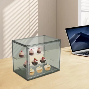 Vitrine Brotkasten für Küchenarbeitsplatte 2 Ebenen PET Vitrine Regal grün - Bild 1 von 10