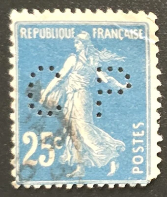 France - 1906 Scott #168 Sower - CP PERFIN - Stamp - Image 1 of 3