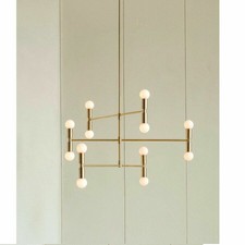 12 Light Mid Century Brushed Brass Sputnik chandelier light Fixture