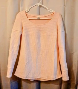 Nwt Fleece Sweater Top Scoop neck Ribbed womens XS Pink Long sleeve Plush & Cozy - Picture 1 of 8