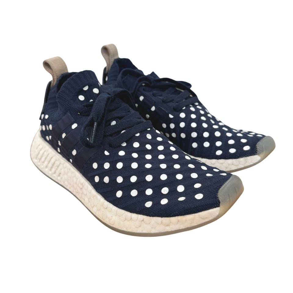 Adidas NMD_R2 PK Tenis a Lunares Colegiales Azul Marino Blanco Mujer 7.5 Clásico Foto 1 de 4