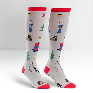 Sock It To Me Women's Funky Knee High Socks - Happy Camper (UK 3-8) - Picture 1 of 2