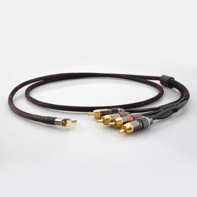 Audio RCA Cable 3.5mm Right Angled to RCA Male Connector HiFi Signal Wire Cord - Image 1 of 4