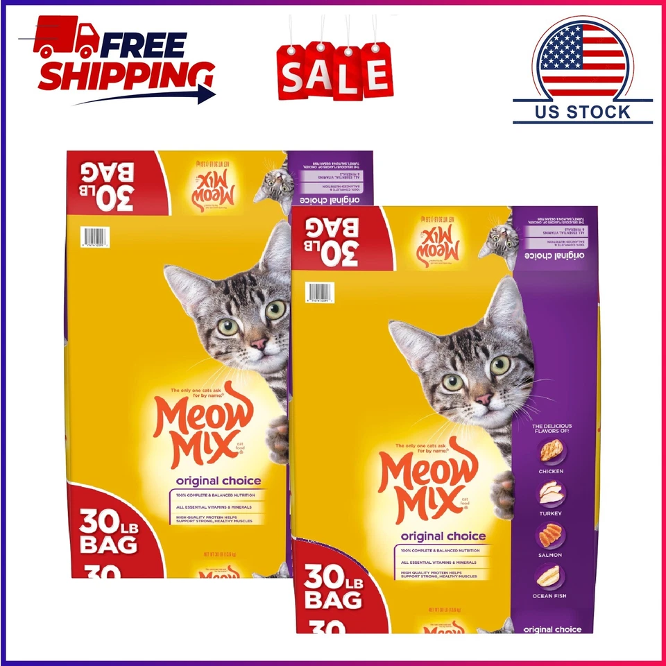 2 Pack, Meow Mix Original Choice Dry Cat Food, 30 Pound Bag