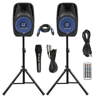 PAIR ALPHASONIK ALL-IN-ONE 10" POWERED 1000W PRO DJ AMPLIFIED LOUD SPEAKERS - Image 1 of 3