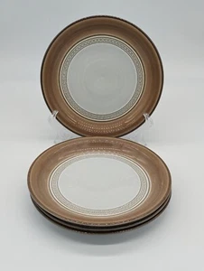 Denby Seville Four Salad Plates Brown Circle Dot Design England Stoneware - Picture 1 of 7