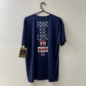 FINTECH Sun Defender Shirt Mens Medium UV 50+ Short Sleeve Navy Blue NWT - Picture 1 of 4