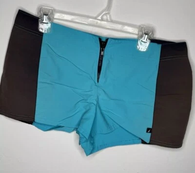 NAUTICA Swim Shorts 90s Y2K Size Large Beach Boat Zipper Navy Blue/Blue Bottoms - Image 1 of 4
