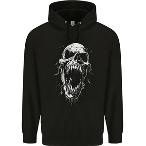 Screaming Skull Goth Horror Heavy Metal Gothic Childrens Kids Hoodie - Picture 1 of 3