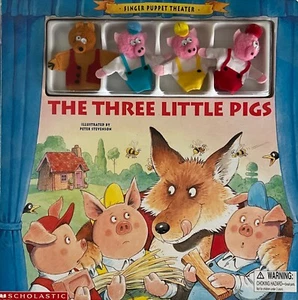 SCHOLSTIC The Three Little Pigs FINGER PUPPET THEATRE (1999) Excellent Cond. - Picture 1 of 7
