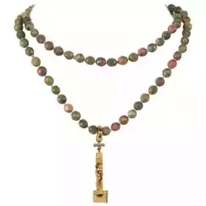 Vintage Perfume Atomizer on Long Agate Necklace Estate Find - Picture 1 of 4
