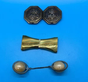 Victorian two part Belt Buckle 3" Floral Pierced Brass 1890-1900 + Modern Brass - Picture 1 of 14