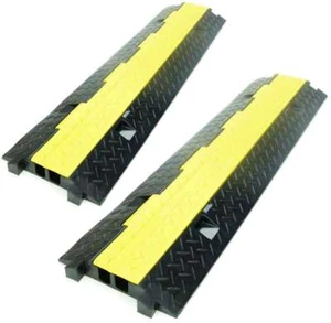 2x 2 Kanal Kabelbrücke Kabelmatte Schlauchbrücke Kabelkanal Überfahrrampe Schutz - Picture 1 of 12