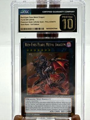 Yugioh Red-Eyes Flare Metal Dragon PGL3-EN078 Gold Rare 1st Ed Pristine 10 CGC - Image 1 of 4
