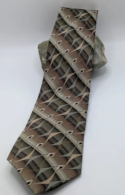 CORBATA HOMBRE ZYLOS GEORGE MACHADO VERDE/NEGRO/TOSTADO GEOMÉTRICA 57" 100% SEDA Foto 1 de 4