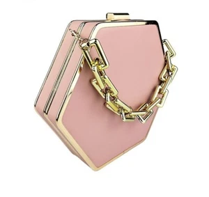 Women Evening Bags Pink Gold Fashion Day Clutch Luxury Style Female Gift Purse - Picture 1 of 15