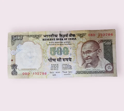 500 Rupees INDIAN CURRENCY NOTE - LUCKY  **786**  Holy Auspicious Number Cover