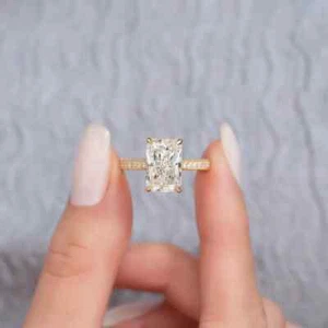 2.20Ct Radiant Cut IGI Certified Lab Grown Diamond Wedding Ring 14K Yellow Gold - Picture 1 of 9