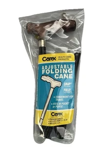 Carex Bastone Pieghevole Regolabile Nero con Manico in Legno - Foto 1 di 10