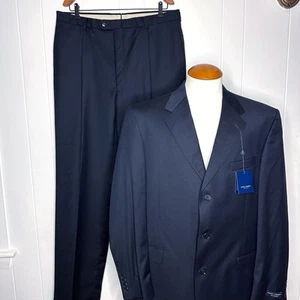 Neu mit Etikett Daniel Cremieux X Loro Piana – Herren 44 L W38 – 3 Bttn marineblau Wollanzug Plissee USA - Bild 1 von 12