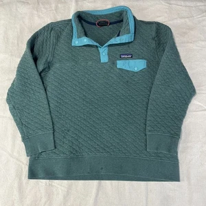 Patagonia Pullover Damen Große L Grün Bio Baumwolle Quilt Snap-T Pulli Logo - Bild 1 von 13
