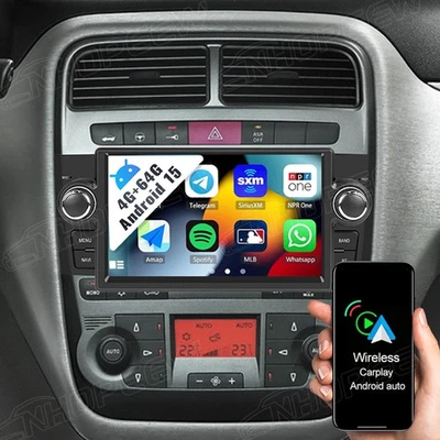 4+64GB 7" Autoradio Android 15 Carplay Für Fiat Linea Grande Punto Navi GPS WIFI - Bild 1 von 4