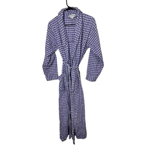 Vintage L.L. Bean Karo Flanell Baumwolle Langarm Morgenmantel Damen S lila weiß - Bild 1 von 9