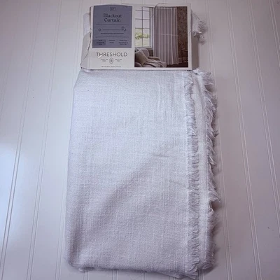 Blackout Slub Weave Raw Edge Curtain Panel - Threshold- 50” W x 84” L - Image 1 of 4