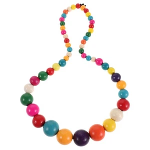 Boho Perlenkette: Damen übertrieben lang Holz Grob Anhänger - Hippie Strand - Bild 1 von 12
