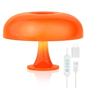 Orange Mushroom Lamp, Mushroom Shaped Donut Lamp with 3 Lighting Modes, 70s R... - Picture 1 of 6