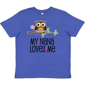 Inktastic My Nana Loves Me Owl Youth T-Shirt Granddaughter Childs Girls Cute Tee - Picture 1 of 3
