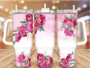 Pink Peonies Stainless Steel Tumbler; 40 Oz -Mother's Day Gift - Picture 1 of 1