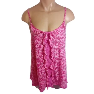 George Paisley Ruffle Trim Cami Tank Top Fairy Core Coquette Summer Casual XL - Picture 1 of 13