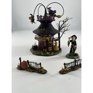 Dept 56 Halloween Snow Village House Witch Way Flight School Video Decoration - Picture 1 of 16