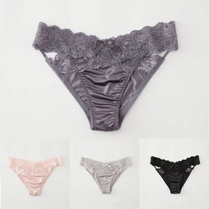 Sexy Low Waist Lace Thong Briefs for Women Vintage Style Nylon Panties - Picture 1 of 14
