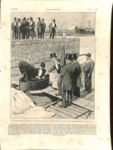 GEORGES TROUILLOT VISITE SOUS-MARIN PORT DE LA PALLICE LA ROCHELLE GRAVURE 1904 - Picture 1 of 1