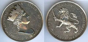 Silbermünze - Lyon Stadtrat silver + Handpunze d=40mm 23 gr d=39mm - Bild 1 von 1