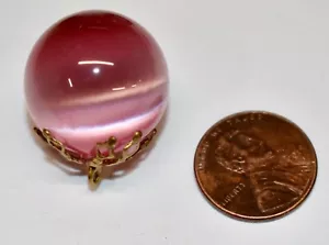 VINTAGE 1 GLASS large MARBLE BEAD PENDANT* BEAUTIFUL BRASS CAP 22mm - Picture 1 of 2