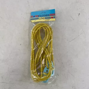 Kitchenette Clothes Line 5 Yards Yellow For Drying Hanging With Blue Hooks - Picture 1 of 8