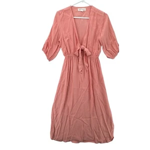 Aila Blue Torch Fujette Dress Womens Small Blush Tie Front Elastic Waist NEW - Picture 1 of 8