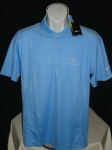 NWT NIKE GOLF TOUR PERFORMANCE SOLID BLUE "KIERLAND G.C." LOGO S/S POLO SHIRT S - Picture 1 of 11