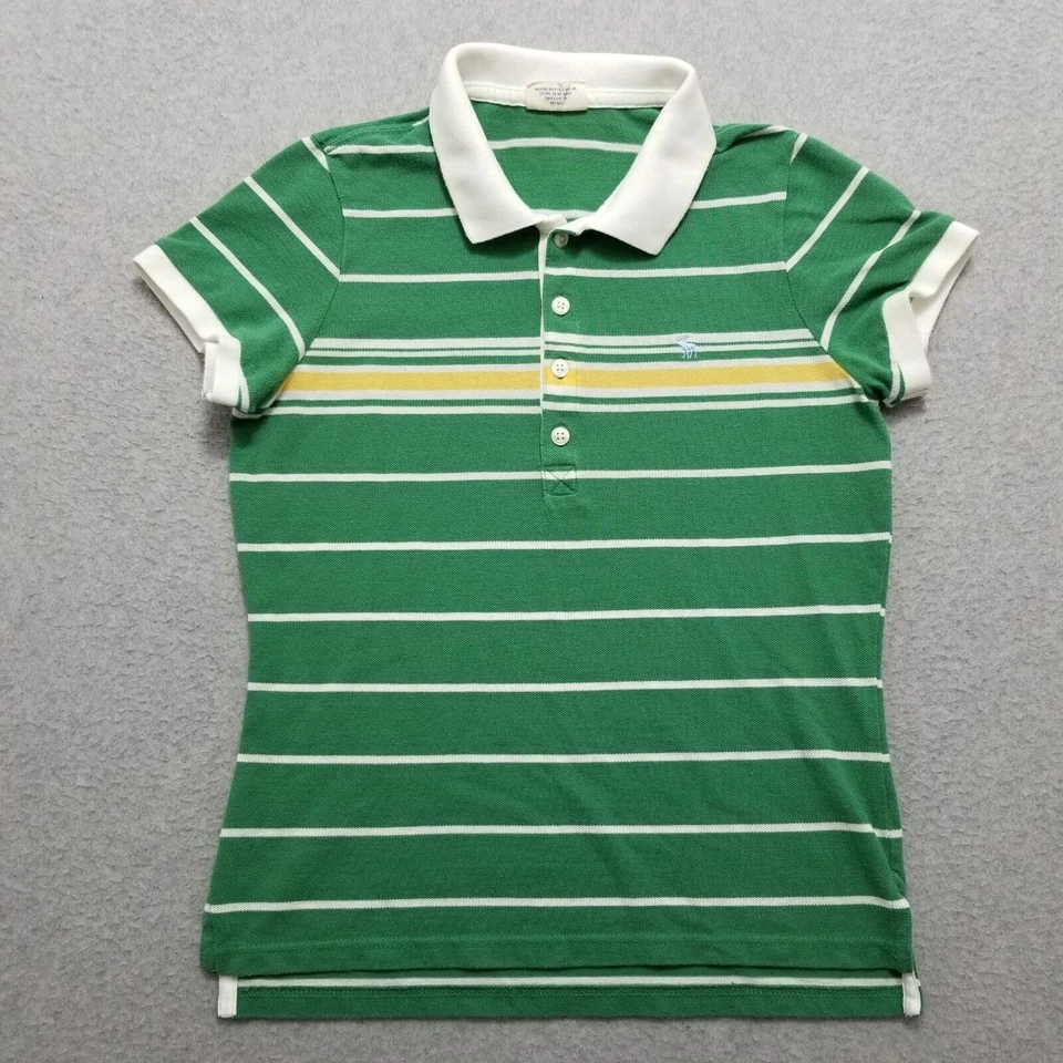 Camisa Abercrombie Fitch Juvenil Grande Verde Rayas Manga Corta Cuello Polo Niñas Foto 1 de 4