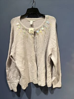 Cárdigan para mujer talla 3X, púrpura lila adornado, mezcla de lana, Jillian Jones nuevo con etiquetas Foto 1 de 3