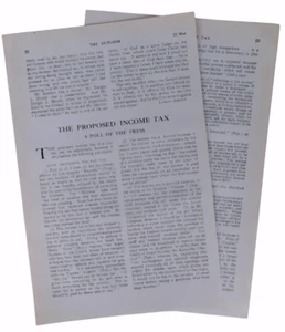 US Federal Income Tax Media Coverage Editorial Opinion 1913 Article Outlook 3pg - Picture 1 of 2