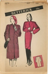 Butterick 3279 Glamorous Evening Wrap or Daytime Coat Sz 14 COMPLETE 1940s - Picture 1 of 5